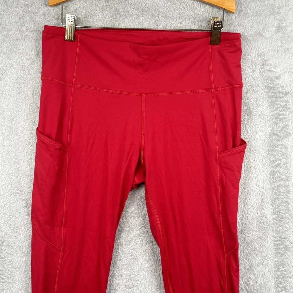 Lululemon Crop Leggings Womens 10 Red Athleisure Activewear Yoga Side Pockets